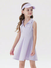 Young Girls' Light & Sporty Sleeveless A-Line Polo Dress With Cool Feeling Fabric For Summer